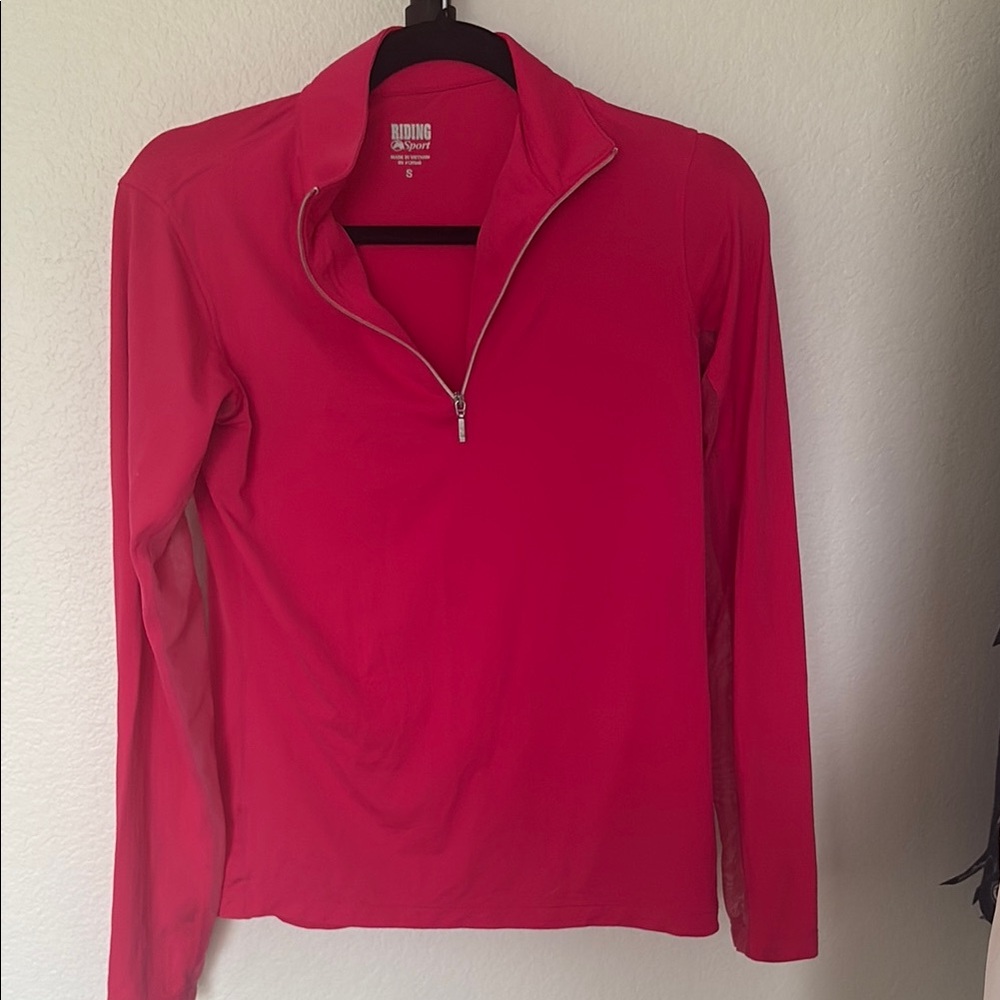 Pink Fitted Long Sleeve Zippered Top